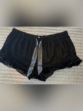 Victoria's Secret Black Velvet Sleep Shorts with Elastic Waist